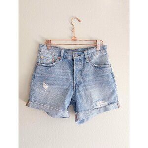 Levi's 501 Original Fit Women's High-Rise Frayed Jean Denim Shorts CW4117 Sz 25